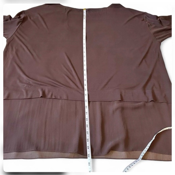 Eileen Fisher 100% Silk Brown Layered Tunic Top 3X Lagenlook Minimalist Airy - Picture 4 of 8